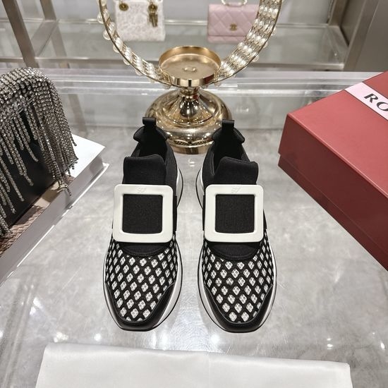 Roger Viver RV Rhinestone Buckle Breathable Casual Daily Walking Sneakers
