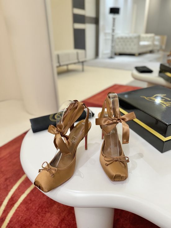 Christian Louboutine Black Satin Ballet-Inspired High-Heeled Shoes
