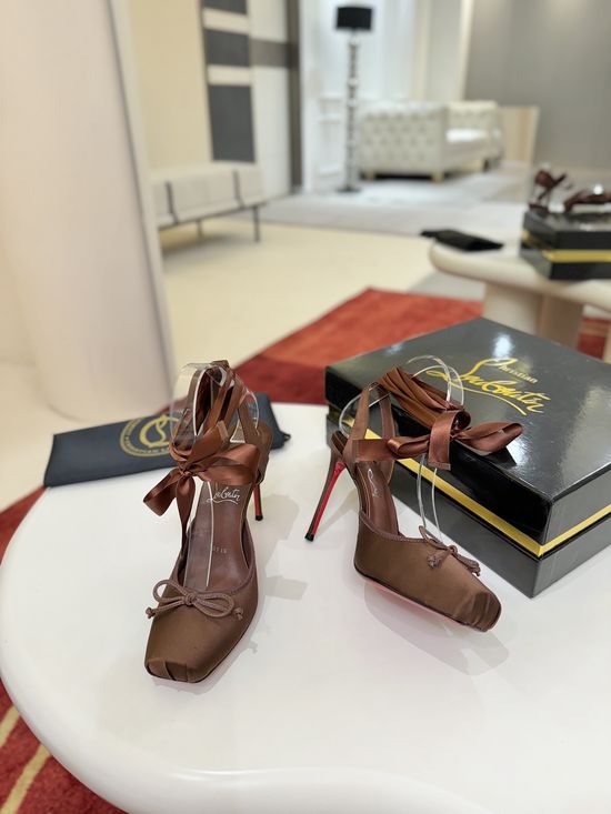 Christian Louboutine Black Satin Ballet-Inspired High-Heeled Shoes