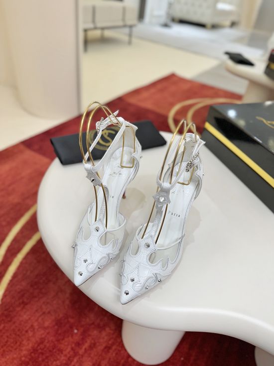 Christian Louboutine Elegant Stiletto Heel Sandals with Textured Upper