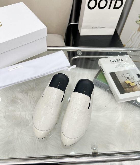 The Row Minimalist Retro Leather Mules Comfortable Casual Slip-on Shoes