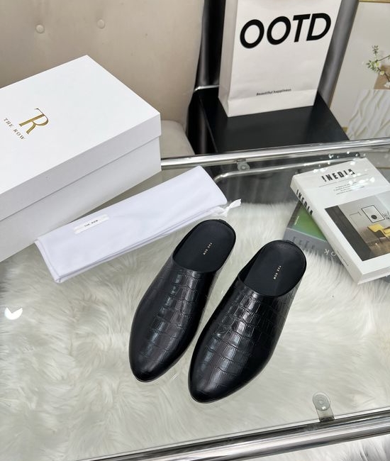The Row Minimalist Retro Leather Mules Comfortable Casual Slip-on Shoes