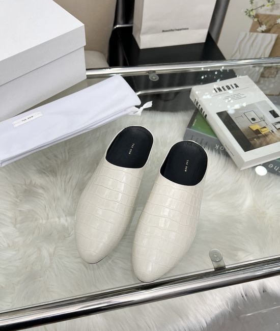 The Row Minimalist Retro Leather Mules Comfortable Casual Slip-on Shoes