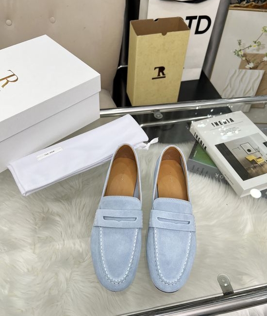 The Row Minimalist Soft Leather Square Toe Casual Comfortable Flats