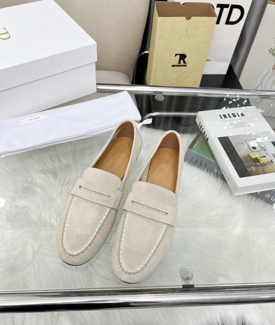 The Row Minimalist Soft Leather Square Toe Casual Comfortable Flats