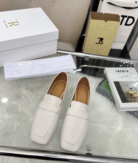 The Row Minimalist Soft Leather Square Toe Casual Comfortable Flats