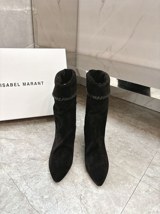 Isabel Marant Ruched Suede Leather Boots Relaxed Style Comfortable Sole