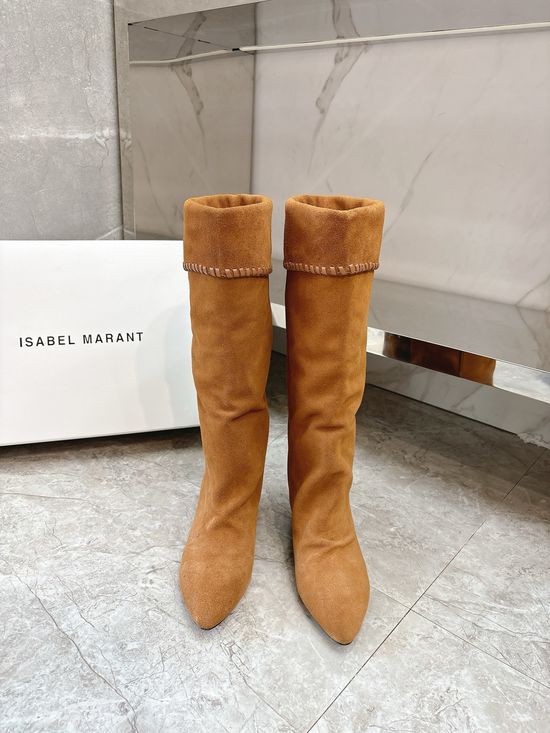 Isabel Marant Ruched Suede Leather Boots Relaxed Style Comfortable Sole