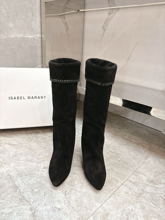 Isabel Marant Ruched Suede Leather Boots Relaxed Style Comfortable Sole