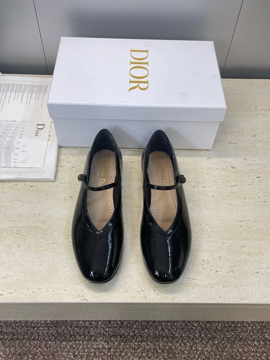 Christian Dior Round Toe Patent Leather Mary Jane Flats