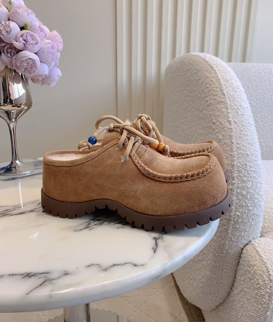 UGG Warm Wool Lined Leather Upper Casual Platform Shoes