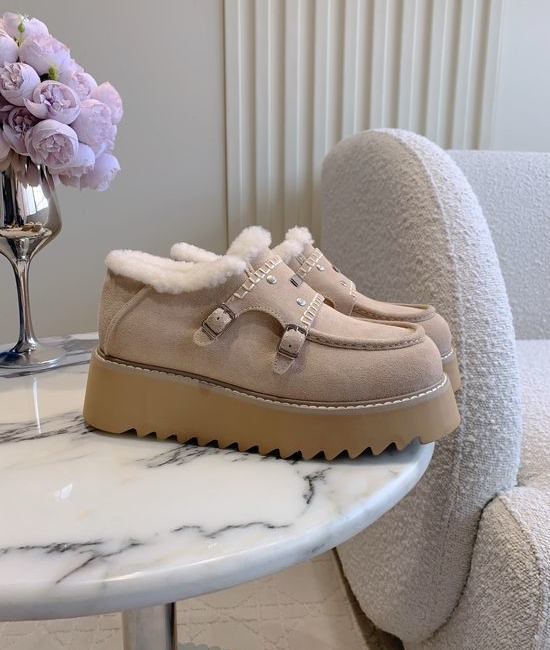 UGG Warm Wool Lined Leather Upper Casual Platform Shoes