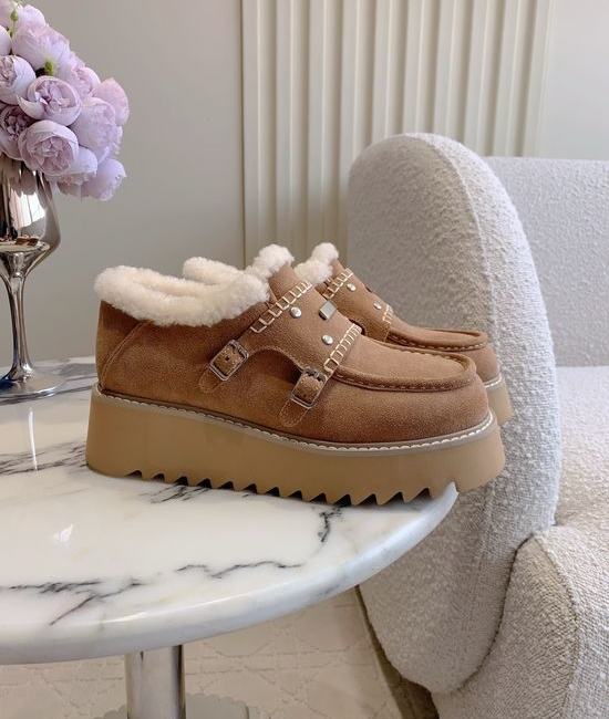 UGG Warm Wool Lined Leather Upper Casual Platform Shoes