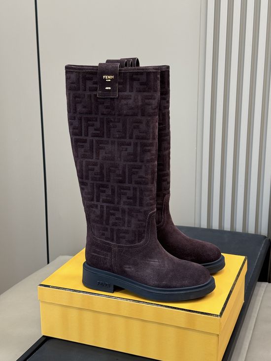Fendi Premium Suede Knee High Boots For Daily Wear