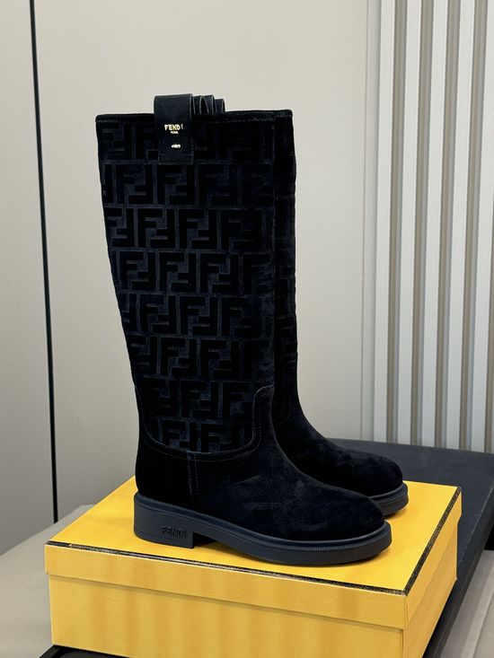 Fendi Premium Suede Knee High Boots For Daily Wear