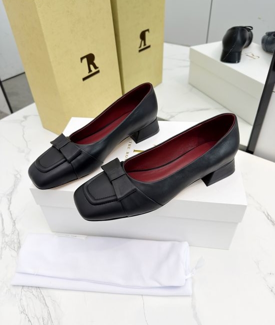 The Row Minimalist Bow Slip On Loafers Soft Leather Casual Shoes