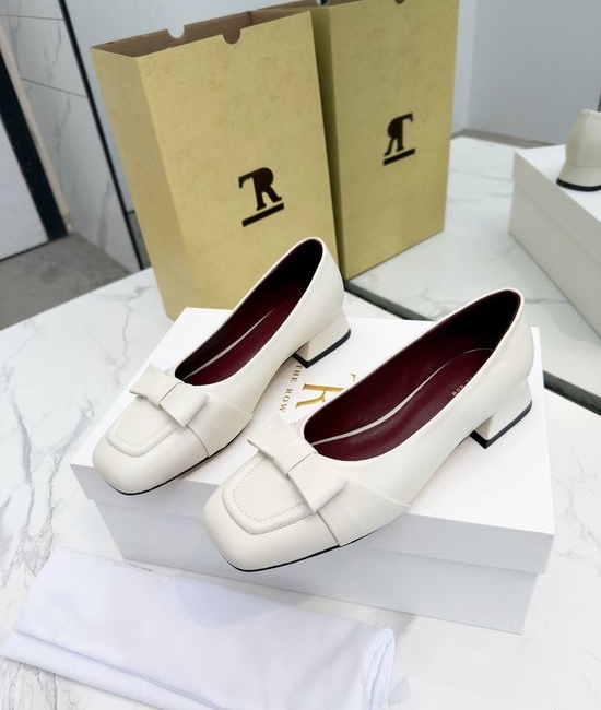 The Row Minimalist Bow Slip On Loafers Soft Leather Casual Shoes