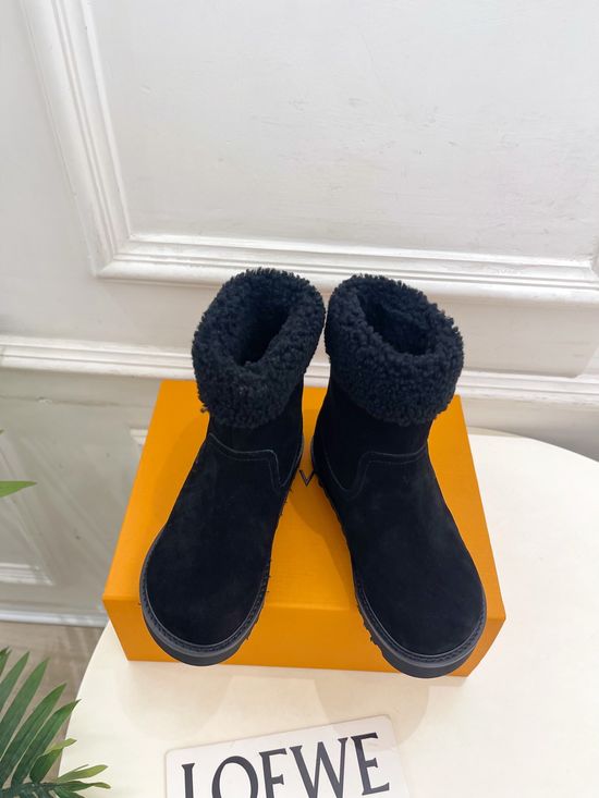 Louis Vuitton Furry Warm Suede Winter Snow Boots Anti-slip Sole
