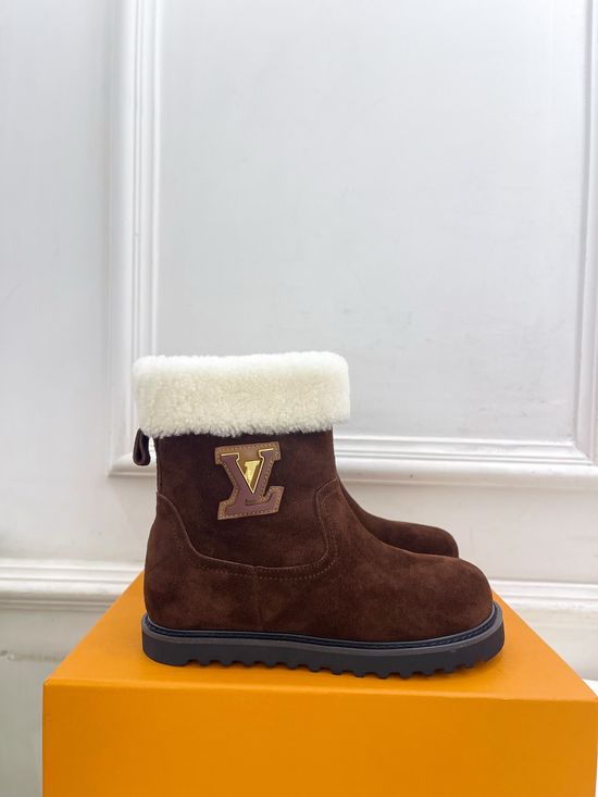 Louis Vuitton Furry Warm Suede Winter Snow Boots Anti-slip Sole