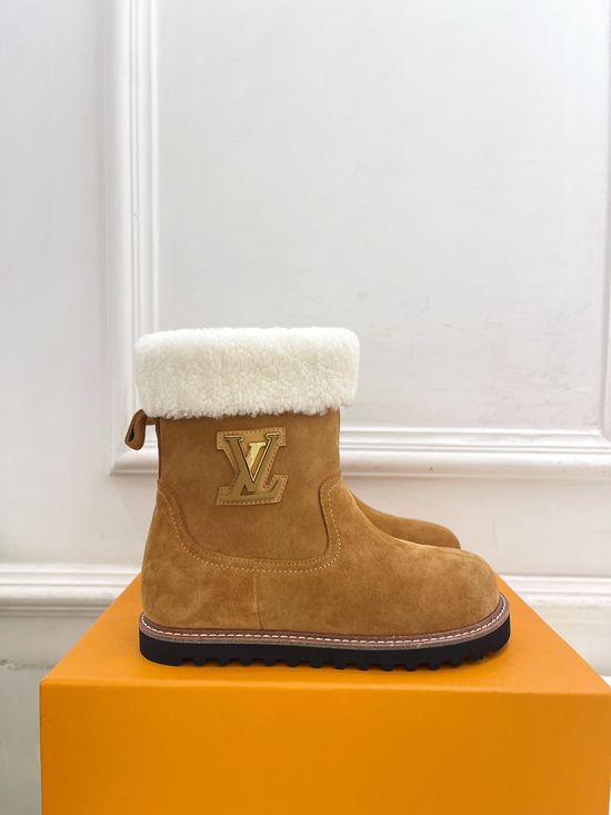 Louis Vuitton Furry Warm Suede Winter Snow Boots Anti-slip Sole