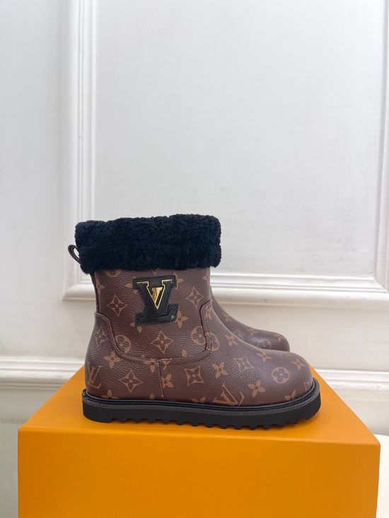 Louis Vuitton Furry Warm Suede Winter Snow Boots Anti-slip Sole