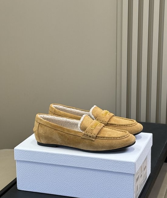 Christian Dior CD Premium Suede Loafers With Plush Wool Lining