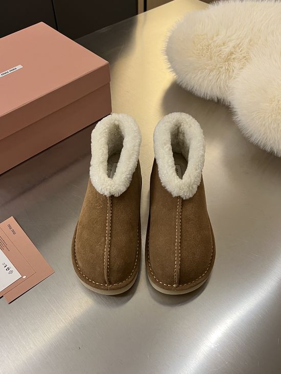 Miu Miu Warm Wool Lined Suede Comfortable Winter Ankle Boots