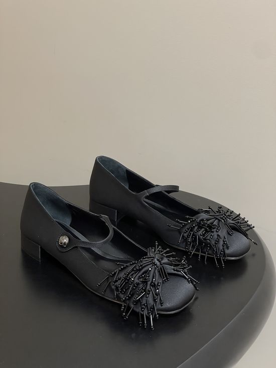 Valentino Beaded Bow Mary Jane Low Heel Elegant Dress Shoes