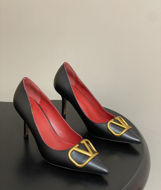 Valentino Signature V Logo Elegant High Heel Shoes with Luxury Finish