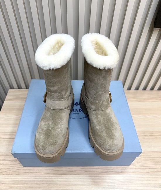 Prada Warm Lined Martin Boots Non Slip Comfortable Durable Footwear