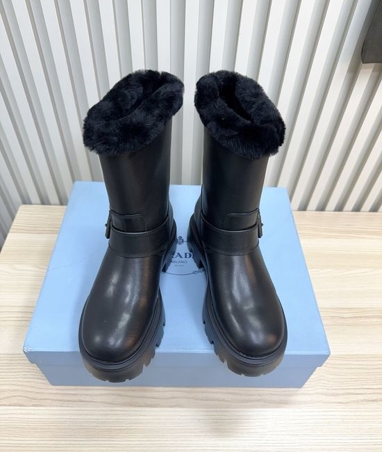 Prada Warm Lined Martin Boots Non Slip Comfortable Durable Footwear
