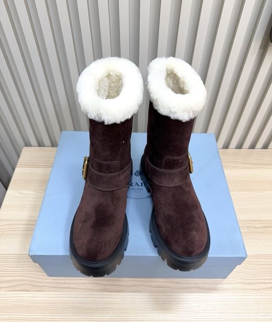Prada Warm Lined Martin Boots Non Slip Comfortable Durable Footwear