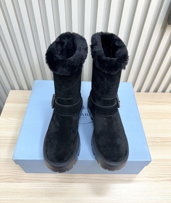 Prada Warm Lined Martin Boots Non Slip Comfortable Durable Footwear