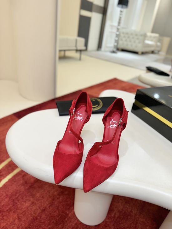 Christian Louboutine Asymmetric Strap Stiletto Pumps Classic Red Sole