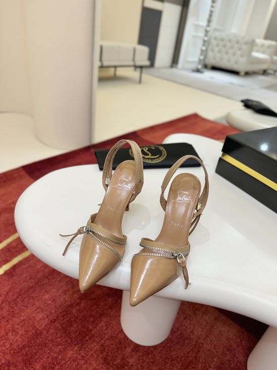Christian Louboutine Asymmetric Strap Stiletto Pumps Premium Suede Upper
