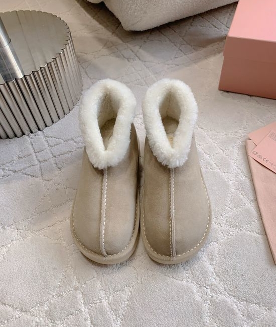 Miu Miu Warm Suede Wool Lined Snow Boots Comfortable Anti-slip Sole