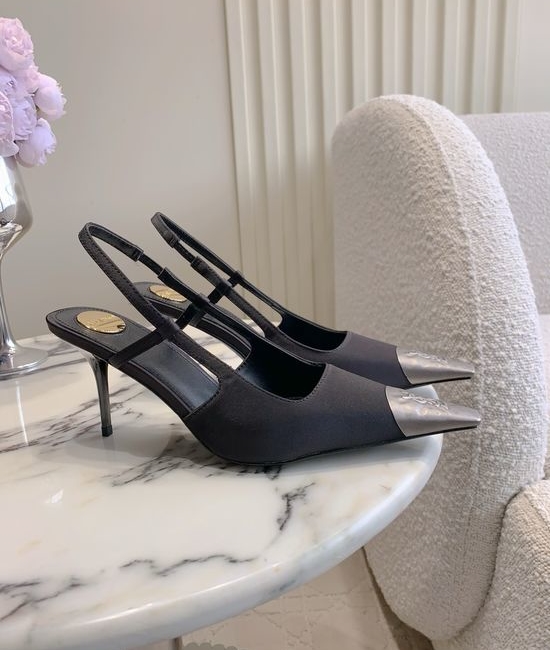 Yves Saint Laurent YSL Elegant Pointed-Toe High Heels in Black and Silver