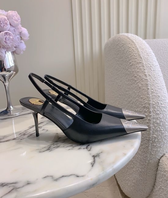 Yves Saint Laurent YSL Elegant Pointed-Toe High Heels in Black and Silver