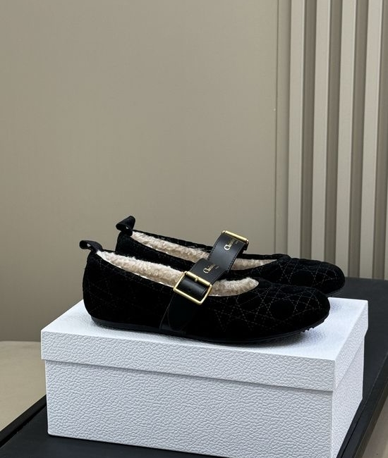 Christian Dior CD Fuzzy Lined Suede Embroidered Warm Casual Shoes