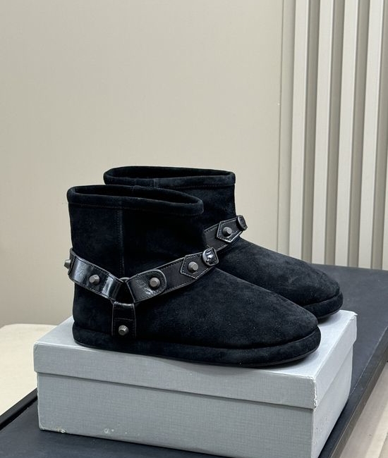 Balenciaga Suede Winter Boots With Rivet Belt Design