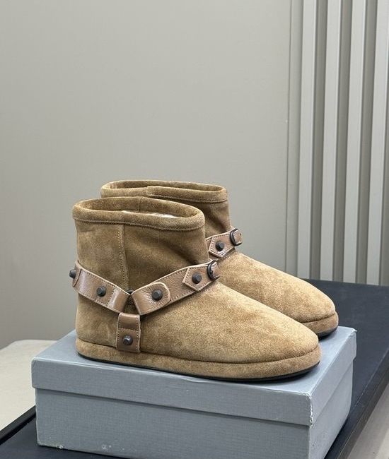Balenciaga Suede Winter Boots With Rivet Belt Design