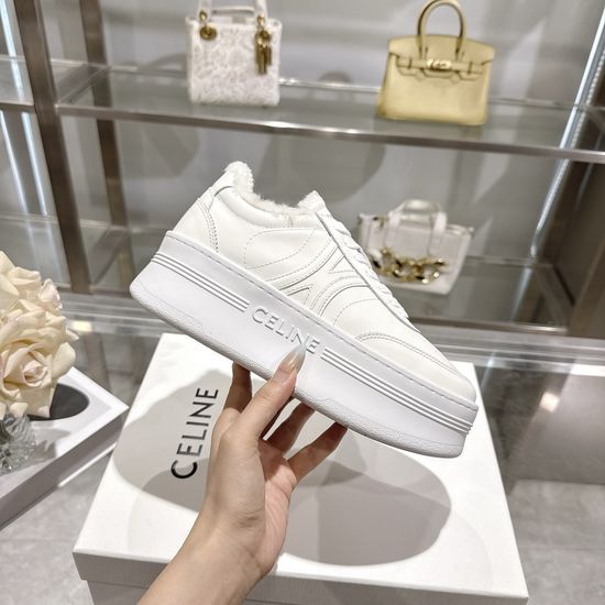 Celine Soft Leather Thick Sole Casual Sneakers Lightweight Comfort Shoes