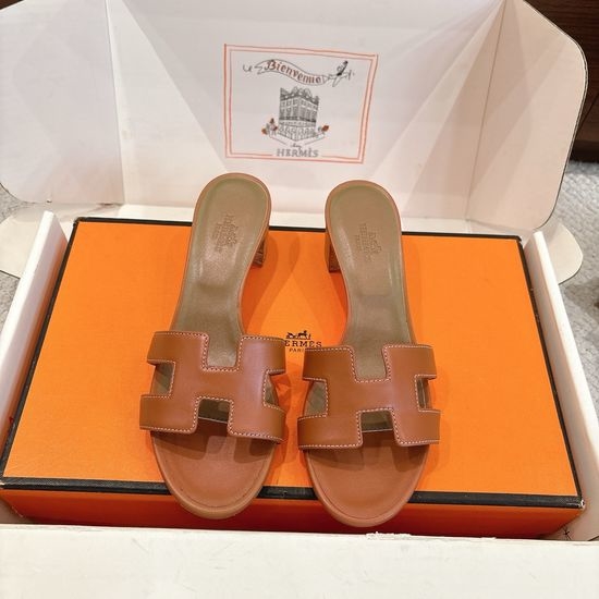 Hermes Wedge Slide Sandals Premium Leather 5cm Heel Comfort