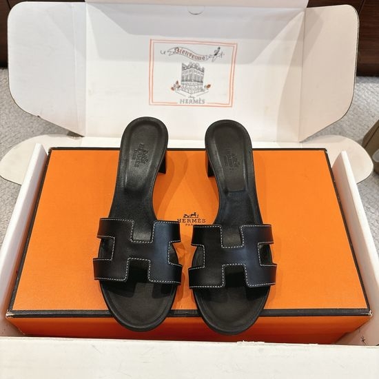Hermes Wedge Slide Sandals Premium Leather 5cm Heel Comfort