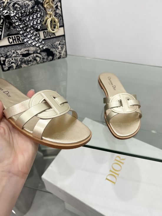 Christian Dior Elegant Pearl Embellished Crossband Slip-on Flats