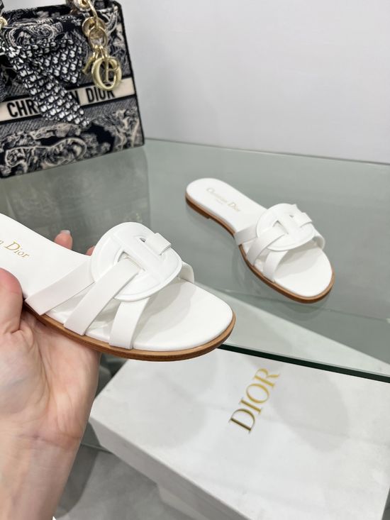 Christian Dior Elegant Pearl Embellished Crossband Slip-on Flats