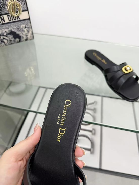 Christian Dior Elegant Pearl Embellished Crossband Slip-on Flats