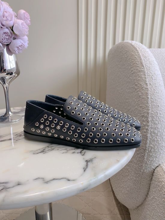 Jimmy Choo Hollow Out Flat Chunky Heel Leather Pumps