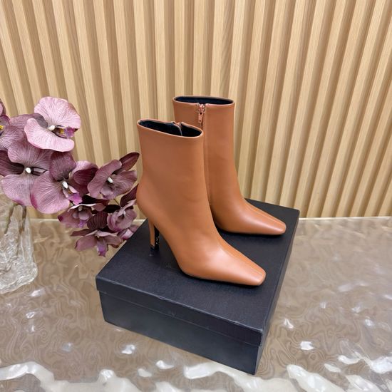 Yves Saint Laurent Sleek Side Zipper High Heel Ankle Boots