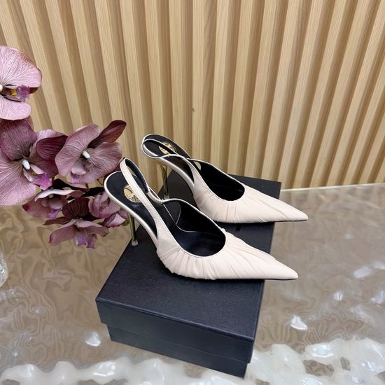 Yves Saint Laurent YSL Lace-Up High Heels with Luxury Metal Chain